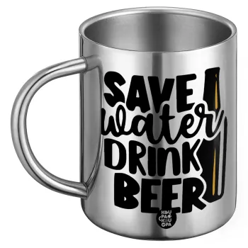 Save Water, Drink BEER, Ανοξείδωτη Μεταλλική Κούπα 450ml - Διπλού Τοιχώματος