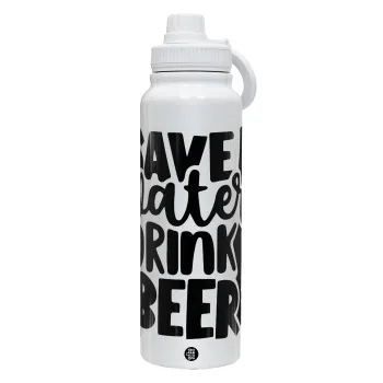 Save Water, Drink BEER, Θερμός 1L Ανοξείδωτο με Βάση Κινητού & Διπλά Τοιχώματα