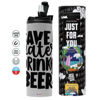 Save Water, Drink BEER, Tumbler stainless steel GREY 600ml