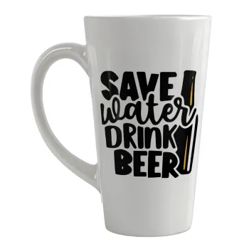 Save Water, Drink BEER, Κούπα κωνική Latte Μεγάλη, κεραμική, 450ml