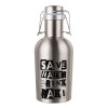 Save Water, Drink RAKI, Μεταλλικό παγούρι Inox (Stainless steel) με καπάκι ασφαλείας 1L