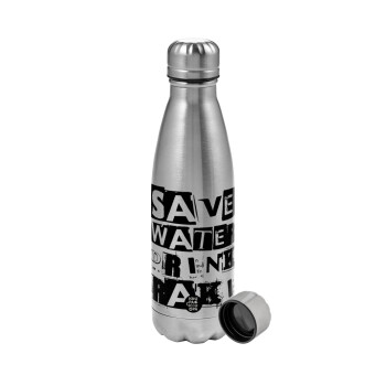 Save Water, Drink RAKI, Μεταλλικό παγούρι νερού, ανοξείδωτο ατσάλι, 750ml
