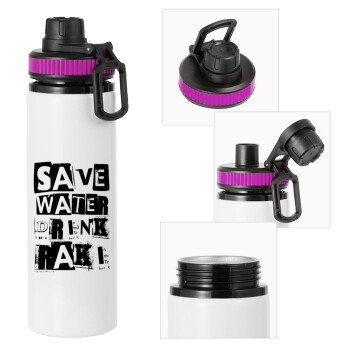 Save Water, Drink RAKI, Metallic water bottle with safety lid, 850ml aluminum