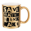 Mug ceramic, gold mirror, 330ml