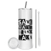 Tumbler ποτήρι θερμό από ανοξείδωτο ατσάλι 600ml, με μεταλλικό καλαμάκι & βούρτσα καθαρισμού