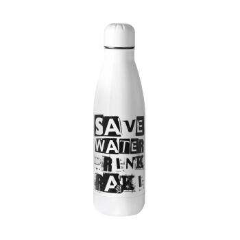 Save Water, Drink RAKI, Μεταλλικό παγούρι Stainless steel, 700ml