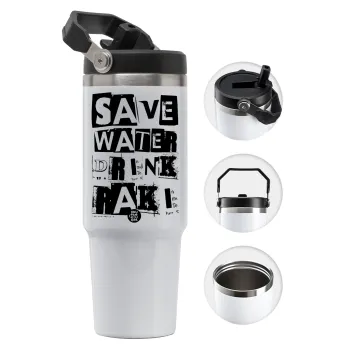 Save Water, Drink RAKI, Θερμός Ανοξείδωτο 30oz με χερούλι
