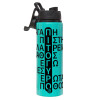 Metallic water bottle with safety lid, 850ml aluminum
