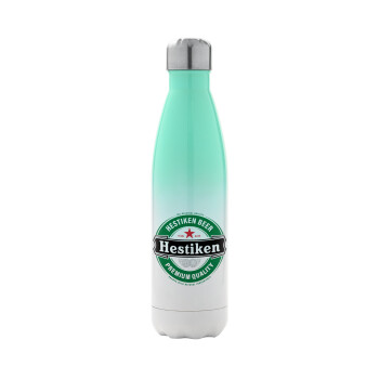 Hestiken Beer, Μεταλλικό παγούρι θερμός Πράσινο/Λευκό (Stainless steel), διπλού τοιχώματος, 500ml