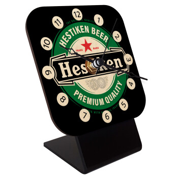 Hestiken Beer, Quartz Table clock in natural wood (10cm)