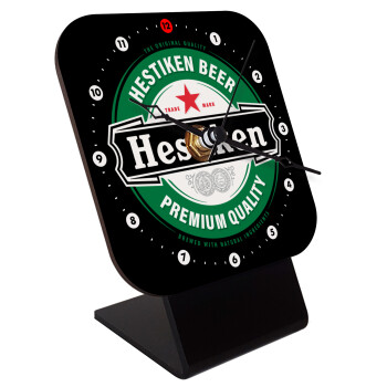 Hestiken Beer, Quartz Wooden table clock with hands (10cm)