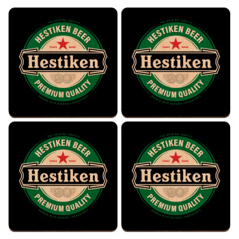 Hestiken Beer, ΣΕΤ x4 Σουβέρ ξύλινα τετράγωνα plywood (9cm)