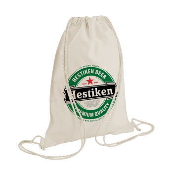 Hestiken Beer, Τσάντα πλάτης πουγκί GYMBAG natural (28x40cm)