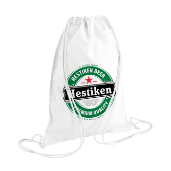 Hestiken Beer, Τσάντα πλάτης πουγκί GYMBAG λευκή (28x40cm)