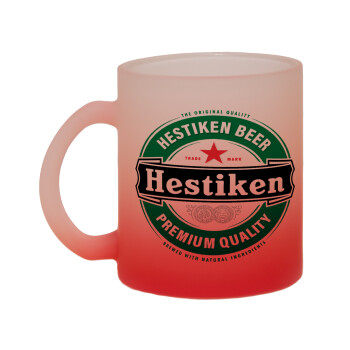 Hestiken Beer, Κούπα γυάλινη δίχρωμη με βάση το κόκκινο ματ, 330ml