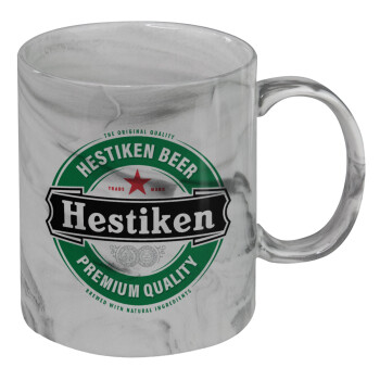 Hestiken Beer, Mug ceramic marble style, 330ml