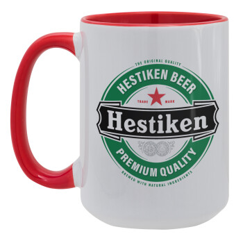 Hestiken Beer, Κούπα Mega 15oz, κεραμική Κόκκινη, 450ml