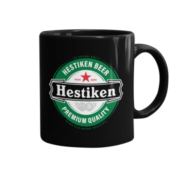 Hestiken Beer, Mug black, ceramic, 330ml