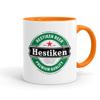 Hestiken Beer, Mug colored orange, ceramic, 330ml