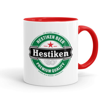 Hestiken Beer, Mug colored red, ceramic, 330ml