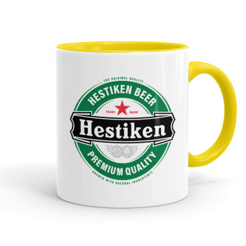 Hestiken Beer, Κούπα χρωματιστή κίτρινη, κεραμική, 330ml