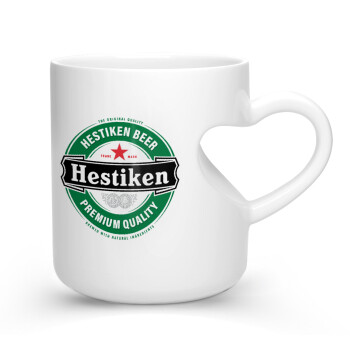 Hestiken Beer, Κούπα καρδιά λευκή, κεραμική, 330ml
