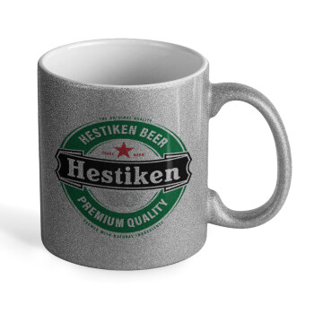 Hestiken Beer, Κούπα Ασημένια Glitter που γυαλίζει, κεραμική, 330ml