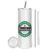 Tumbler stainless steel 600ml, with metal straw & cleaning brush