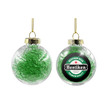 Hestiken Beer, Χριστουγεννιάτικη μπάλα δένδρου διάφανη με πράσινο γέμισμα 8cm