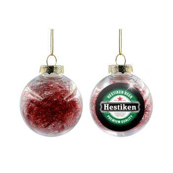 Hestiken Beer, Χριστουγεννιάτικη μπάλα δένδρου διάφανη με κόκκινο γέμισμα 8cm