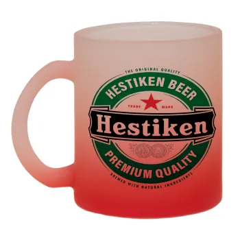 Hestiken Beer, Κούπα γυάλινη δίχρωμη με βάση το κόκκινο ματ, 330ml