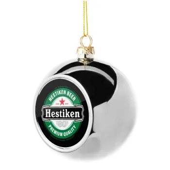 Hestiken Beer, Silver 8cm Christmas tree ball ornament