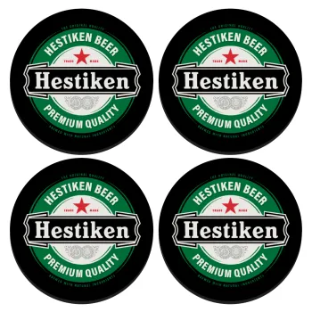 Hestiken Beer, SET of 4 round wooden coasters (9cm)