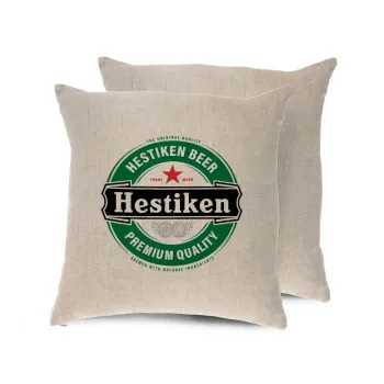 Hestiken Beer, Μαξιλάρι καναπέ ΛΙΝΟ 40x40cm περιέχεται το  γέμισμα