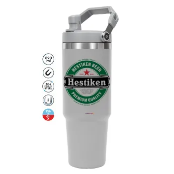 Hestiken Beer, GREY color, 890ml (30oz) stainless Steel Tumbler with Handle