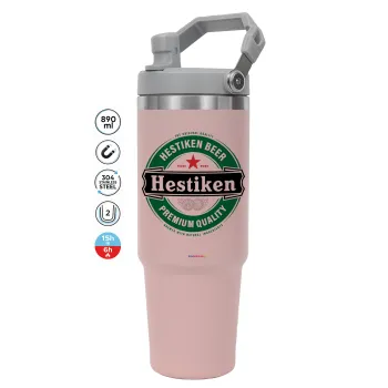 Hestiken Beer, Pink color, 890ml (30oz) stainless Steel Tumbler with Handle