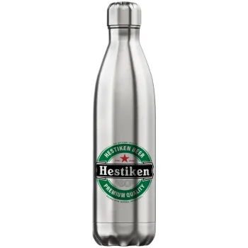 Hestiken Beer, Μεταλλικό παγούρι θερμός Inox (Stainless steel), διπλού τοιχώματος, 750ml