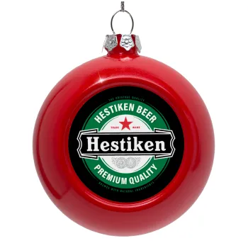 Hestiken Beer, Red Christmas tree ornament bauble 8cm