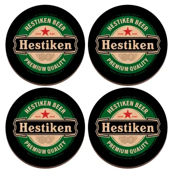 Hestiken Beer, ΣΕΤ x4 Σουβέρ ξύλινα στρογγυλά plywood (9cm)