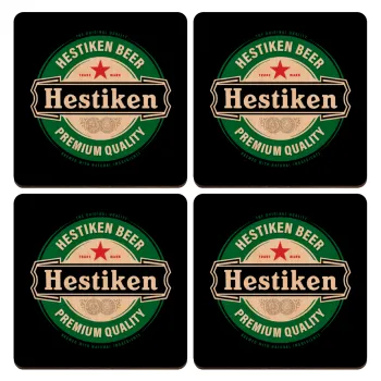 Hestiken Beer, ΣΕΤ x4 Σουβέρ ξύλινα τετράγωνα plywood (9cm)