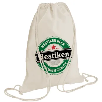 Hestiken Beer, Τσάντα πλάτης πουγκί GYMBAG natural (28x40cm)