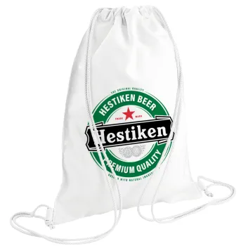 Hestiken Beer, Backpack pouch GYMBAG white (28x40cm)