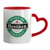 Mug heart red handle, ceramic, 330ml