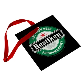 Hestiken Beer, Στολίδι Χριστουγεννιάτικο στολίδι γυάλινο τετράγωνο 9x9cm