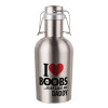 I Love boobs ...just like my daddy, Μεταλλικό παγούρι Inox (Stainless steel) με καπάκι ασφαλείας 1L