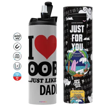 I Love boobs ...just like my daddy, Tumbler stainless steel GREY 600ml