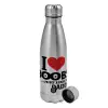 Metallic water bottle, stainless steel, 750ml