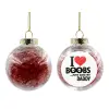 Transparent Christmas tree ball ornament with red filling 8cm