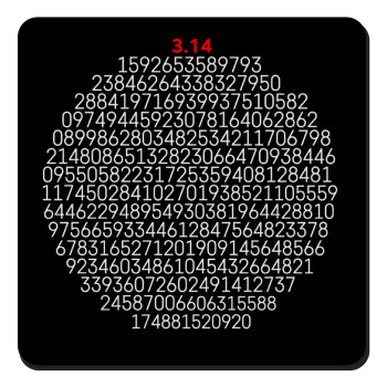 pi 3.14, Τετράγωνο μαγνητάκι ξύλινο 9x9cm