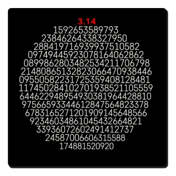 π 3.14, Τετράγωνο μαγνητάκι ξύλινο 6x6cm